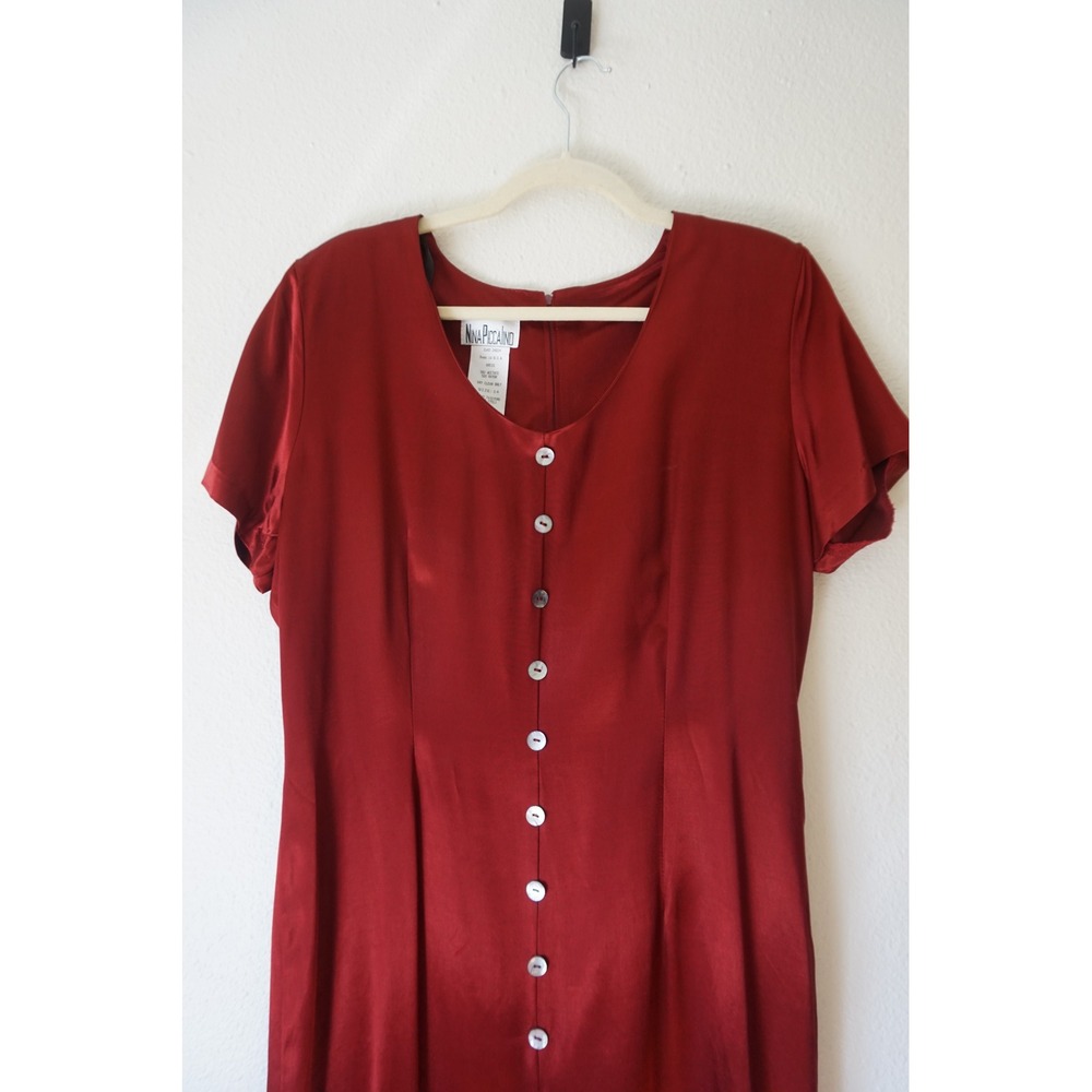 Nina Piccalino Midi Dress Dark Romance Vintage 90s Cocktail burgundy red size 14 - Picture 4 of 6